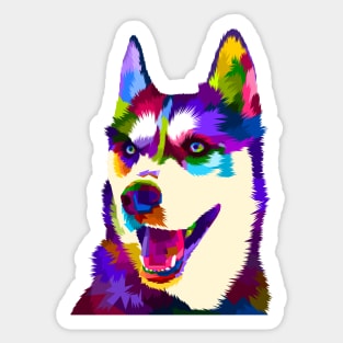 Rainbow Siberian Husky Low Poly Digital Art Sticker